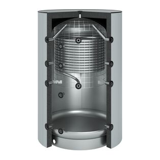 Staande hygieneboiler met een inhoud van 2600 liter (OEG, zonder extra warmtewisselaar).