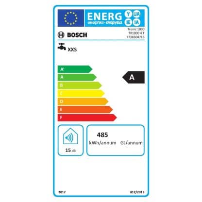 Energielabel Bosch elektrische doorstromer 230V / 3,5 kW (Tronic TR 1000 4T)