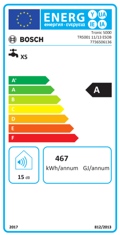 Energielabel Bosch Tronic 5000 doorstromer (11/13kW)